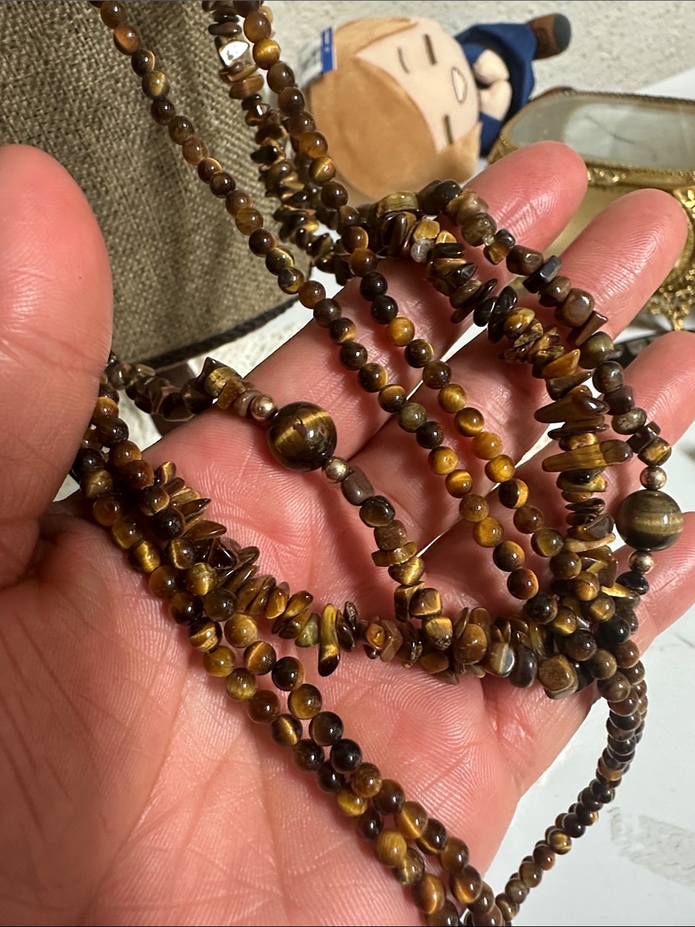 Multi-Strand Brown Tiger's Eye Beaded Necklace - Picture 5 of 9